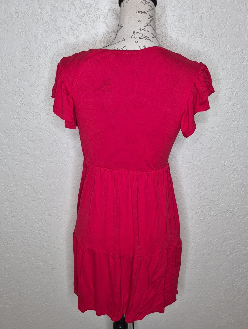 Brit & Bri Tiered Skirt Dress Red Size M - Picture 3 of 5